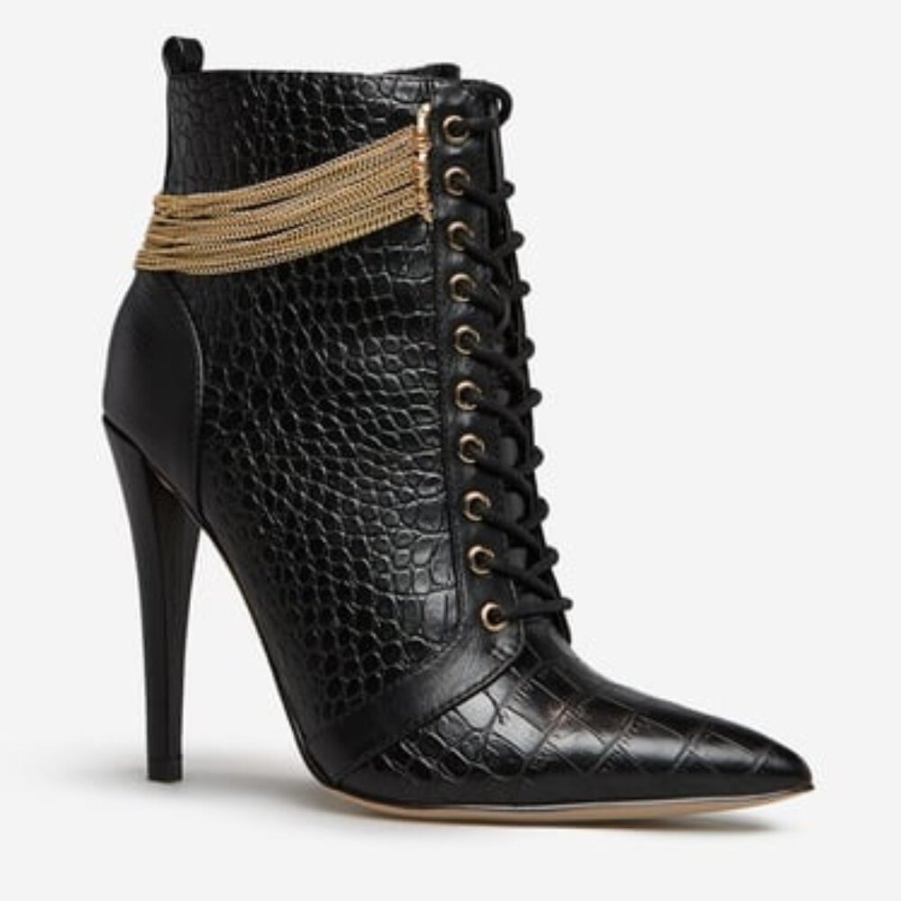 ShoeDazzle Size 9 Black Faux Leather Stiletto Booties